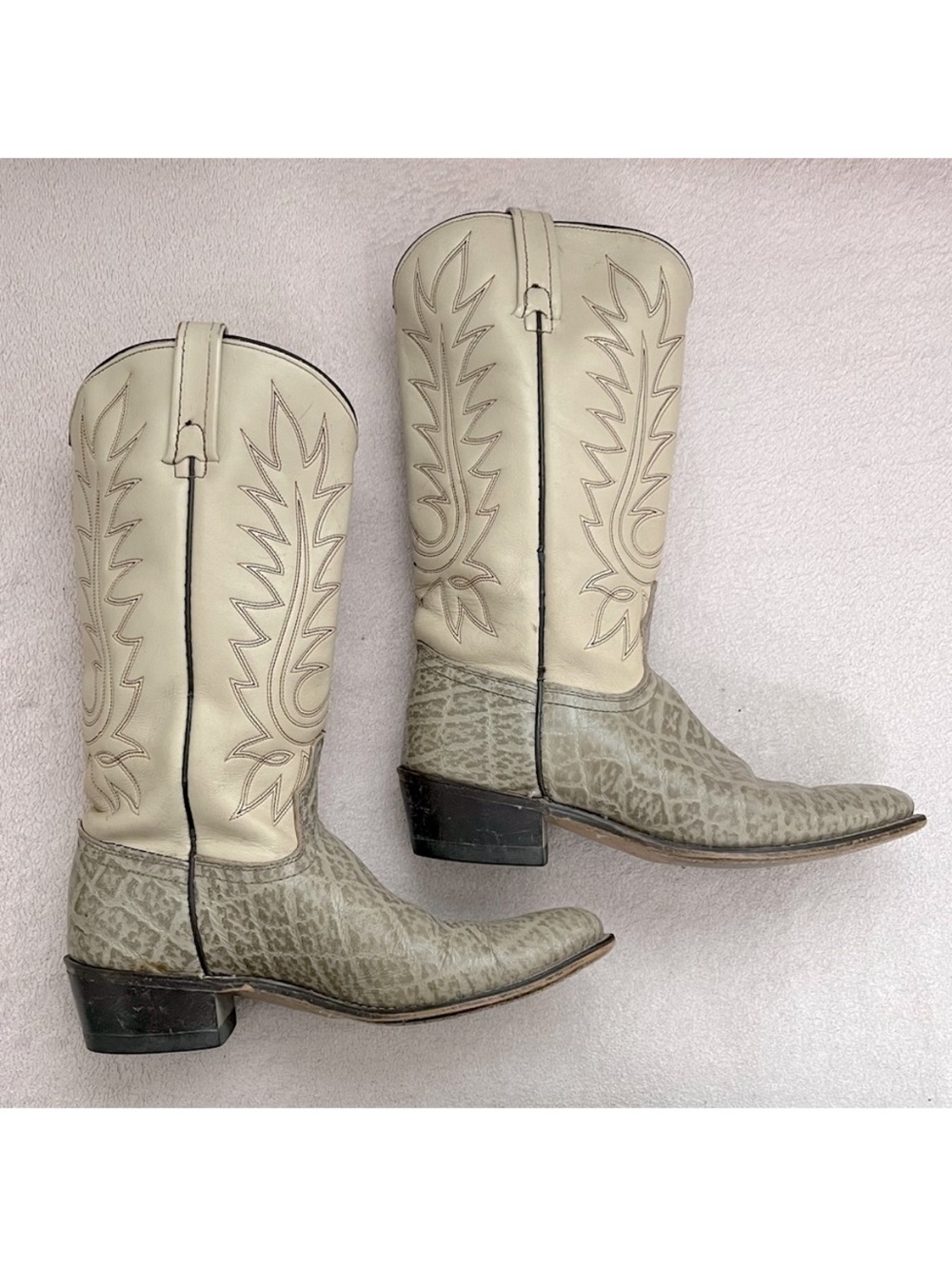 Vintage Acme Two-Tone Western Cowboy Boots - Gray Size 6.5